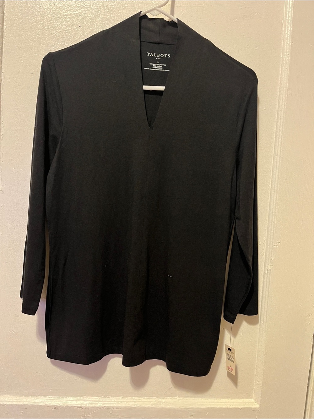 Talbots Black Long Sleeve V-Neck Tunic Tee